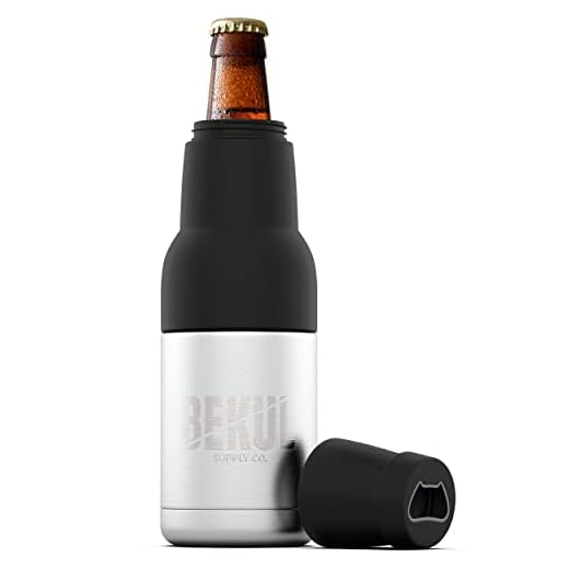 BEKUL Bottle and Can Thermos | Vacuum Insulated Double Walled Stainless Steel Coozie | 3-in-1 Beer/Soda Bottle and Can Cooler with Beer Opener | Beer Bottle Hider