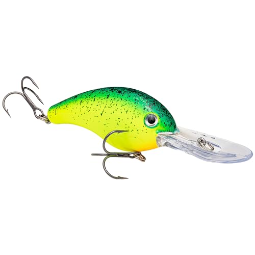 Strike King (HC5XD-476) Promodel Crankbait S5XD Fishing Lure, 476 - Chartreuse with Blue/Black Splatterback, 5/8 oz, Unique Curved Bill and Balance