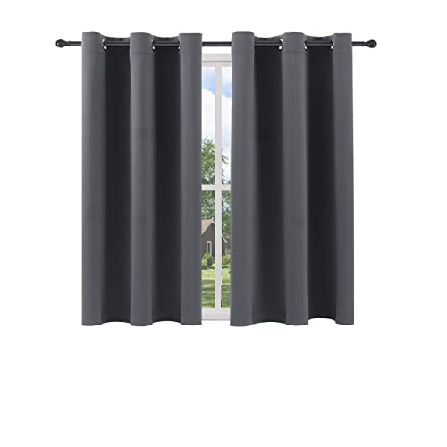 Pickluc Grey Blackout Curtain Panels with Grommet, Light Blocking Drapes for Bedroom, Thermal Insulated, Noise Reduction, Privacy Protection, 42 Inches Wide x 54 Inches Long, Set of 2