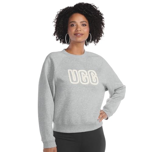 UGG Women's Ugg Logo Crewneck Sweatshirt, Grey Heather, M