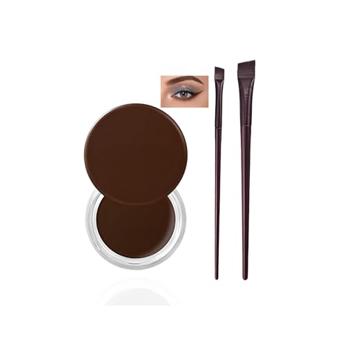 Waterproof Gel Eyeliner & Brow Pomade in Brown, Long-Lasting Smudge-Proof High Pigment Formula, Dual Use for Eyes & Brows, Includes 2PCS Precision Brushes for Easy Application