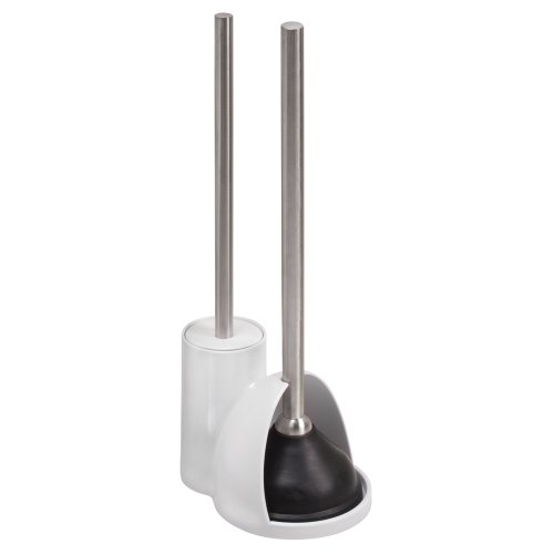 iDesign Plastic Toilet Bowl Plunger Set, Slim Compact Combo, 7.5