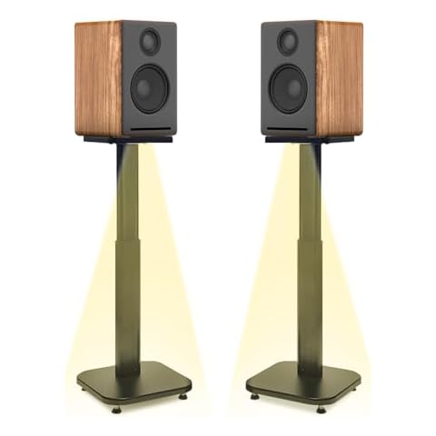 Height Adjustable Speaker Stands Pair – 2025 New Universal Bookshelf Surround Sound Speaker Stands for Home Theater and Studio, Heavy Duty Metal Construction, Easy Assembly, Supports Up to 25 lbs Cover