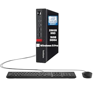 Lenovo ThinkCentre M710q Mini computadora de escritorio, Core i5-6500T 2.5GHz, 16 GB de RAM, 256 GB SSD, teclado y mouse, WiFi, Windows 11 Pro (renovado)