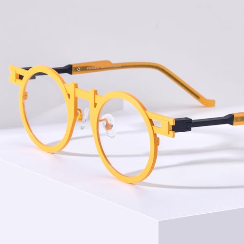 Image of FONEX Colorful Pure Titanium Glasses Frame Women Retro Round Eyeglasses Eyewear F85833