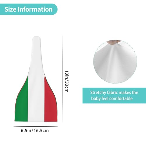 Italian Flag Print Newborn Baby Hat, Soft Top Knotted Beanie Cap, Cute Infant Headwear for 0-6 Months Welcome Party Black4