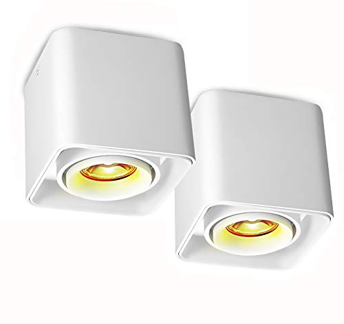 Preisvergleich Produktbild LED Deckenleuchte,Aufbaustrahler,Schwenkbar bis 30°,DeckenSpot, Deckenstrahler, DeckenLampe, 7W Warmweißes Licht,Aluminium gebürstet Spot (2 Stück Weiß+3000K)