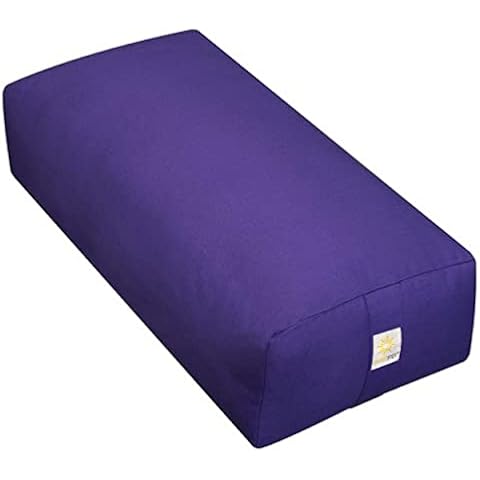 Sunshine Yoga Extra Firm Large Yoga Bolster, 24" x 12" x 6" Restorative Yoga Pillow With Handles and Removable Cover, Rectangular Cotton Yoga Cushion for Schools and Studios, Pack of 1, Dark Purple Cover