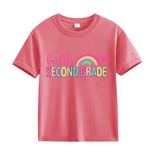 First Day of School Outfits for Girls Back to School Shirts Kids Second Grade Short Sleeve Tops Casual Cute Crewneck Tshirt2