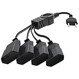 Verlängerung Netzkabel, 4 in 1 Stromkabel Eurostecker Verlängerung, 0,3M Kurzes Netzkabel, Verlängerungskabel Typ-C-Stecker, 0,75 mm² Max. 2,5A/250V für TV PC Computer Monitor Beamer Lampe - Schwarz