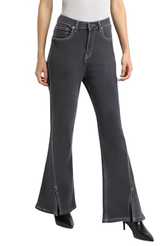 Image of Forever 21 Women Solid Flared Regular Fit Jeans