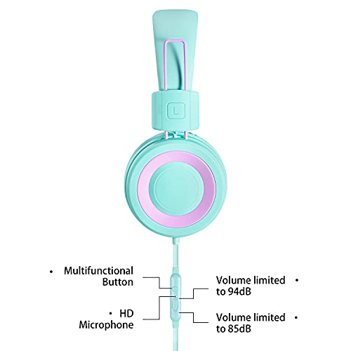 POWMEE P10 Kids Headphones with Microphone Stereo Headphones for Children Boys Girls,Adjustable 85dB/94dB Volume Control… - Image 4