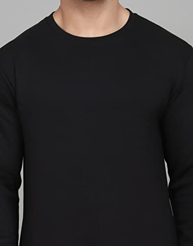 Image of SLOWLORIS Men's Fleece Black Round Neck Sweatshirt