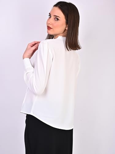Image of Women's Regular Fit Solid Pleated Cotton Blend Shirts