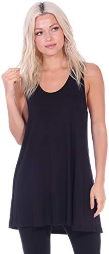 Popana Womens Casual Sleeveless Summer Tunic Tank Top for Leggings Made in USA XL Black