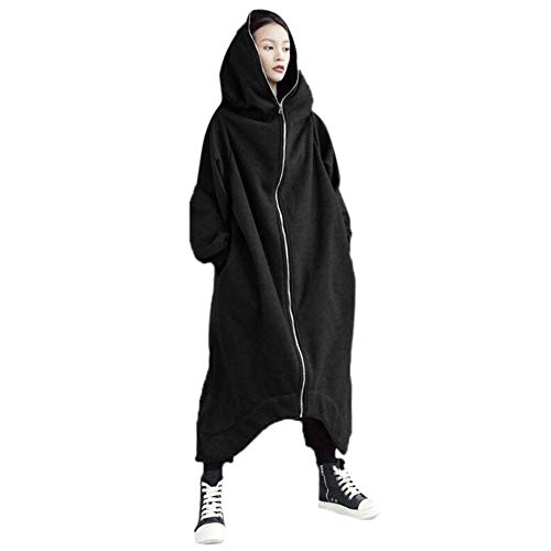 Femmes Solide Sweat à Manches Longues Chemisier à Capuche Fermeture éclair Pull Hauts Chemise Robe Pull Grande Taille Cover