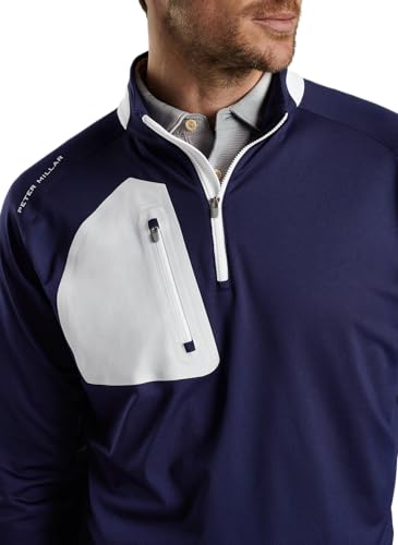 PETER MILLAR Men's Verge Performance Quarter-Zip, Navy, XL2