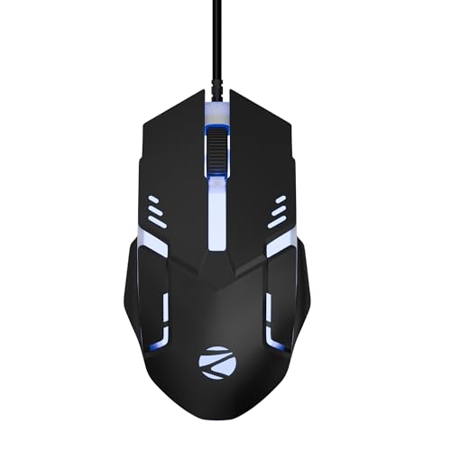 Image of Zebronics Wired Keyboard & Mouse Combo, 104-Key, 1200 DPI, ₹ Key & Multimedia Controls, Ergonomic Mouse, 1.3m Cable, Multicolor LED (War 2, White + Black)