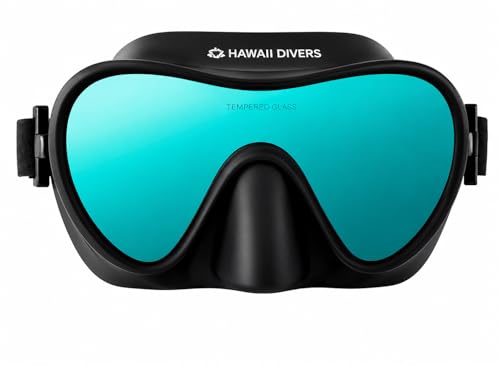 Hawaii Divers Deep Sea Mirrored - Adult Snorkel Mask, Tempered Glass, Mirrored Lens, Swimming Snorkel, Snorkeling Gear, Green/Black
