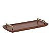 Kate and laurel cantwell mid century modern wood tray 18 x 8 walnut brown decorative tray for serving storage and display  urban country home decor