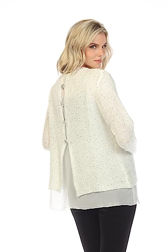 SIMPLY COUTURE Women's Sparkle Dressy Pullover Knit Sweater Sequin Tops (Available in Plus Size)