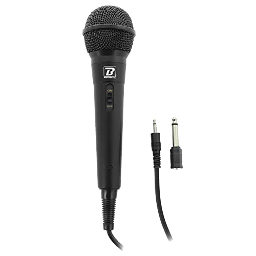 BoomtoneDJ Microphone PC Mini Jack 3.5mm Adaptateur 6.35mm Noir, Interrupteur Marche/Arrêt, 600 Ohms, Dynamique Cardioïde pour Karaoke et Chant sur...