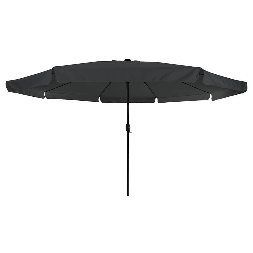 Parasol ogrodowy w kolorze piaskowym, antracytowym x x, odporny na promieniowanie UV dach poliestrowy, stabilny stelaż stalowy, możliwość pochylenia z korbą, oświetlenie LED, odporny na