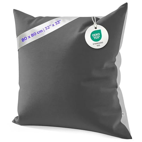 Wolkenfeld Kopfkissenbezug 80x80 – Weicher Kissenbezug für Standardkissen – Öko-Tex Zertifiziert – Kissenhülle mit verdecktem Reißverschluss – Pflegeleicht & atmungsaktiv – Hellgrau/Dunkelgrau