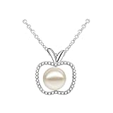 Sanxicikaa Collar de perlas de agua dulce de plata de ley con colgante de suéter de Nochebuena, oro blanco