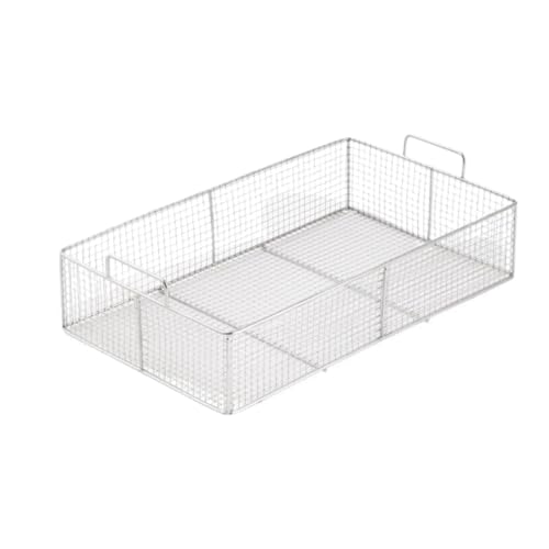 GEGEBOMTXO フライヤーバスケット ステンレス製フライバスケット フライネット 揚げ物ネット 揚げ物スキマー ステンレス製 家庭用・キッチン・業務用 フライヤー用水切りかご フライドポテトやチキンなどに適しています (49*29*10CM(外側ハン