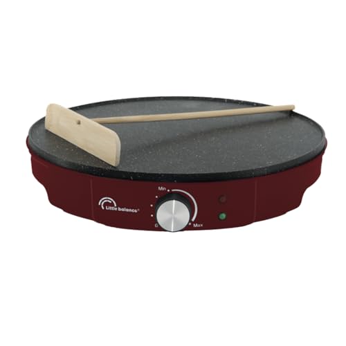 LITTLE BALANCE 8953 Happy Crêpes, Crêpière électrique, Crêpes, Pancakes, Galettes, Thermostat réglable, Sans PFAS, 1200 W, Piment