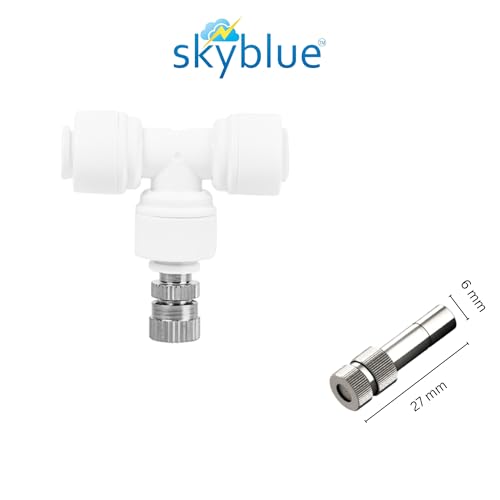 Image of skyblue Misting Nozzle 0.3mm Orifice with Tee Connector, 10Mtr Pipe, Pipe Cutter, 6mm (1 /4 inch) | Fogger Sprayer for Dairy Farming, Animal Husbandry | High Pressure Mist & Water Systems (Pack of 5)