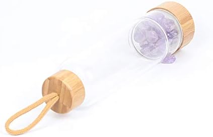 Miniatura 8 de AITELEI Bamboo Wellness Crystal Elixir - Botella de agua con gemas infundidas, botella de agua de cristal con piedras preciosas naturales, grava de