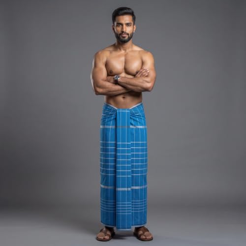 Image of Men's Cotton Lungi | Soft Breathable Wrap Around Lungi | Comfortable Daily & Home Wear for Men