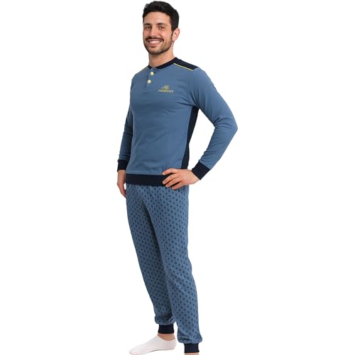 Pyjama d'hiver chaud Navigare 2141340 en coton Interlock gris