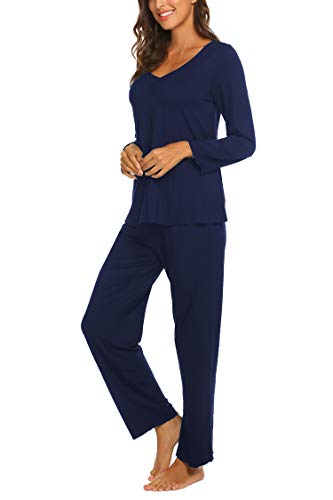 Image of Ekouaer Womens Pajama Sets 2 Piece Lounge Set Fall Winter Pajamas Long Sleeve Pjs Top and Pants Soft Pj Sets Loose Sleepwear