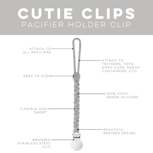 Image of Ryan & Rose Cutie Clip Braiden Pacifier Clip - Braided Silicone (Slate)