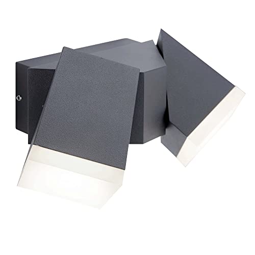 SellTec LED Wand- oder Deckenleuchte schwenkbar, graue Fassaden-Lampe Außen IP54 anthrazit