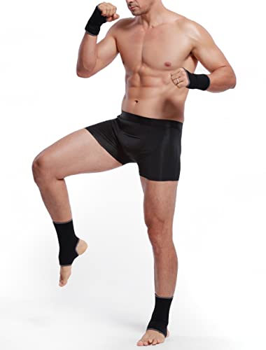 Neotech Care Ankle Support Sleeve - Open Heel, Light, Elastic & Breathable Knitted Fabric - Medium Compression - For Men, Women, Kids - Right Or Left Foot - Black Color (Size M, 1 Pair) #TOP4