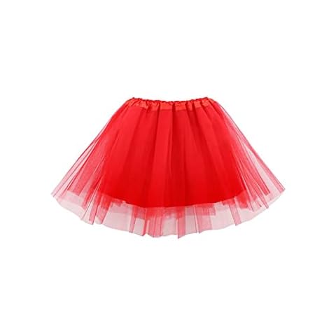 Ancokig Tutu Falda de Mujer de 4 Capas Roja Cover