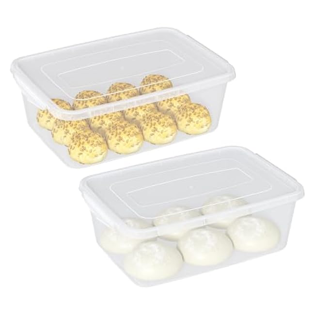 2 Packs 16 L Plastic Storage Containers with Latching Lid, Commercial Pizza Dough Proofing Box, Clear Pizza Dough Containers