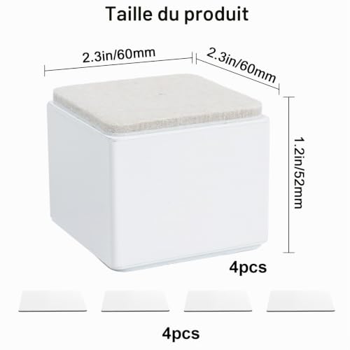 Luabue 4Pièces 5CM Rehausseurs de Meubles Rehausseur de Lit Pieds de Meuble – vue 2