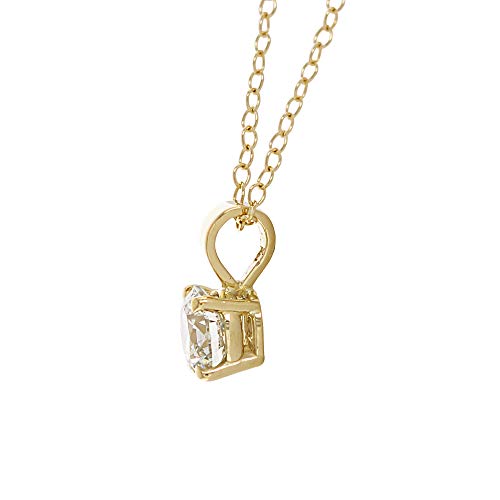 14K Yellow Gold Lab-Grown Diamond Solitaire Necklace (0.75 Ct, I-J Color, Vs2-Si1 Clarity) 18" #TOP1