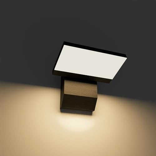 KarlpaSW 18W Black Outdoor Wall Lights Mains Powered,IP65 Waterproof Adjustable Modern Outside Wall Light，Aluminum Exterior Wall Lighting for Front Door Porch Garage Entrance(3000K Warm White)