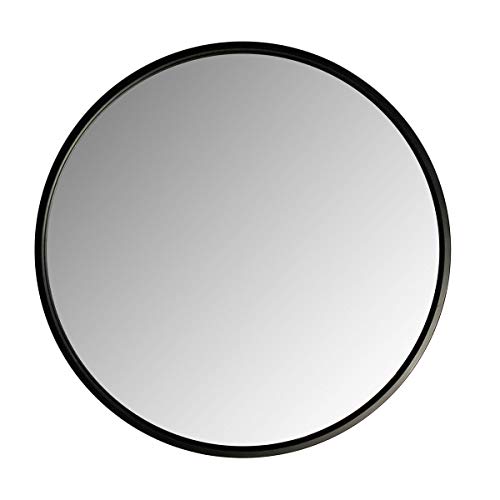 LOFTIKA NEGRO 55 cm Espejo Redondo Moderno para baño, Pasillo, Dormitorio, Sala de Estar y Mucho más, MDF, Vidrio de Espejo
