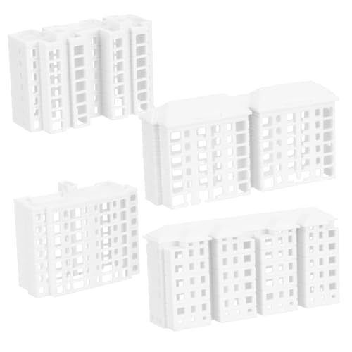 MOLUCKFU Set 4 Mini Edifici per Costruzione Micropaesaggio Modelli di Edifici in Plastica Ornamento Fai da Te Decorazione Tavolo di Accessori per Mini Condominio