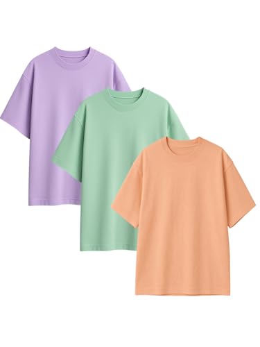 Image of RodZen Oversized Fit Half Sleeves Round Neck Textured Polycotton T-Shirt for Women /Girls (Pack of 2)