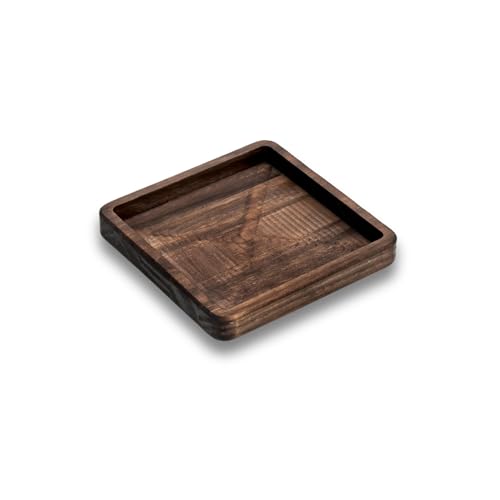 Bandeja Cuadrada de Madera - Hecha a Mano en España - Vaciabolsillos Natural - Ideal para Aperitivos, Joyas o Llaves - Acabado Artesanal con Tintes Naturales | MMWOODESIGN