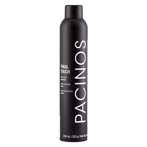 Pacinos Final Touch Hairspray, Anti-Frizz, Firm Hold, Flexible, Fast Drying and Flake Free Aerosol, Add Volume, Texture and Strength to your Hairstyle, Works Against Wind, Moisture and Humidity, 9 oz