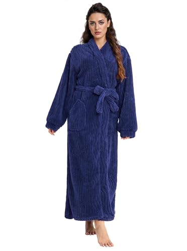 Image of Artfasion Womens Long Fleece Robe - Warm Soft Floor Length Flannel Bathrobes for Winter Thicker Long House Coat with Pockets